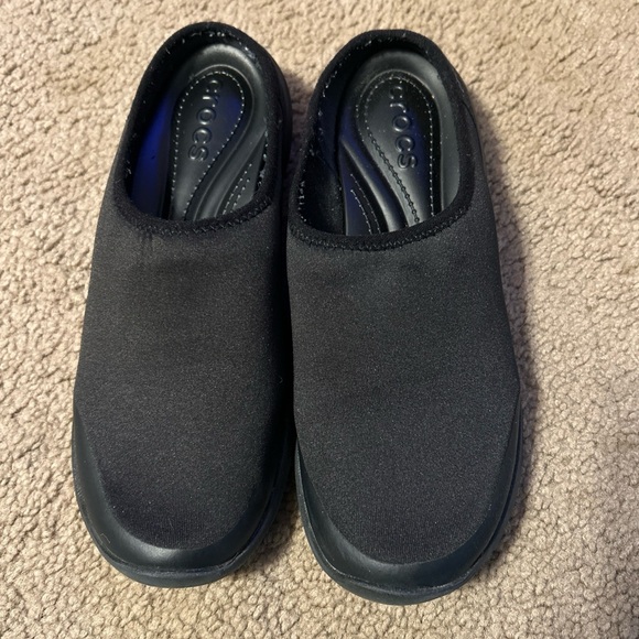 Crocs Duet Busy Day Black Slip On Sock Mules Fitted Comfort Shoes Size 6 - Picture 1 of 7